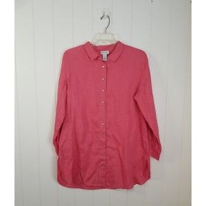 Soft Surroundings 100% Linen Shirt Womens Size Large Button Up